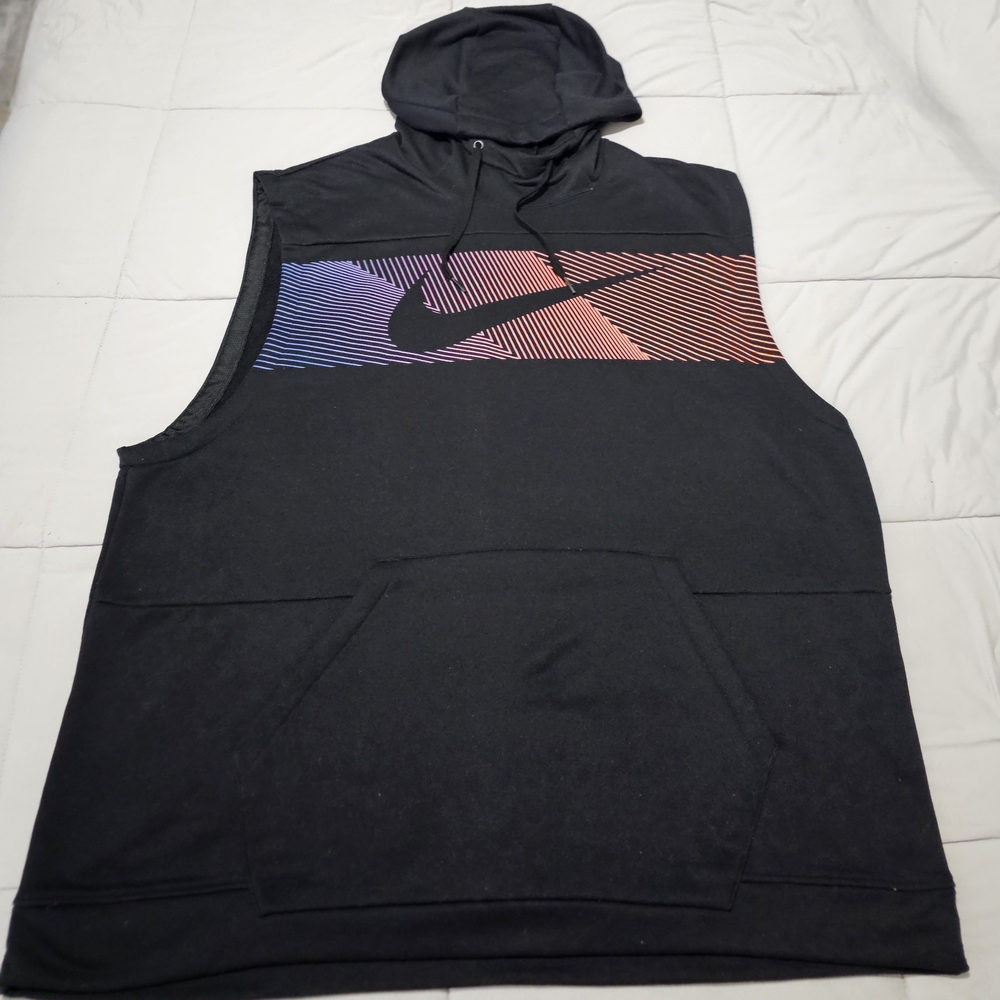 Nike Black Sleeveless Hoodie with Gradient Logo